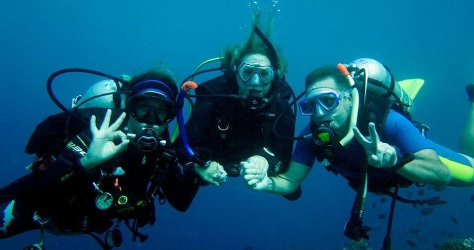 Daren (right) Scuba Diving in Maldives