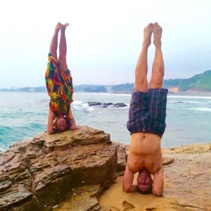 Daren & Nina in Sirsasana, Mulloor Beach, Kerala